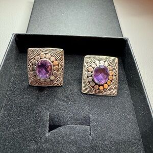 Elegant Sterling Silver Amethyst Stud Earrings